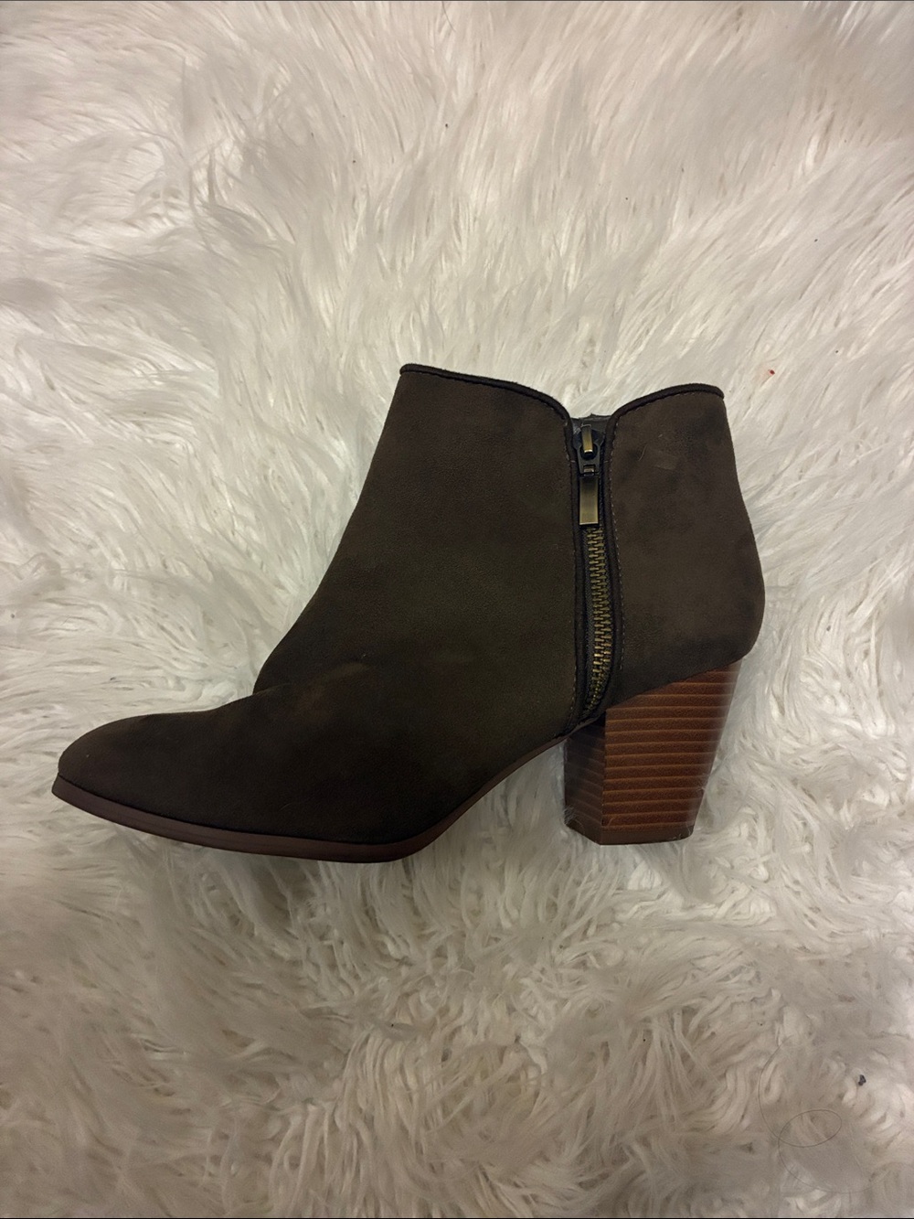Women's brown Suede Ankle Boot with Block Heel
